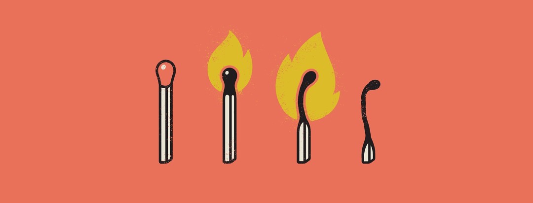 Matches with different degrees of being burnt