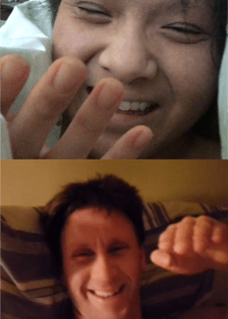 Photo of a facetime call between two people
