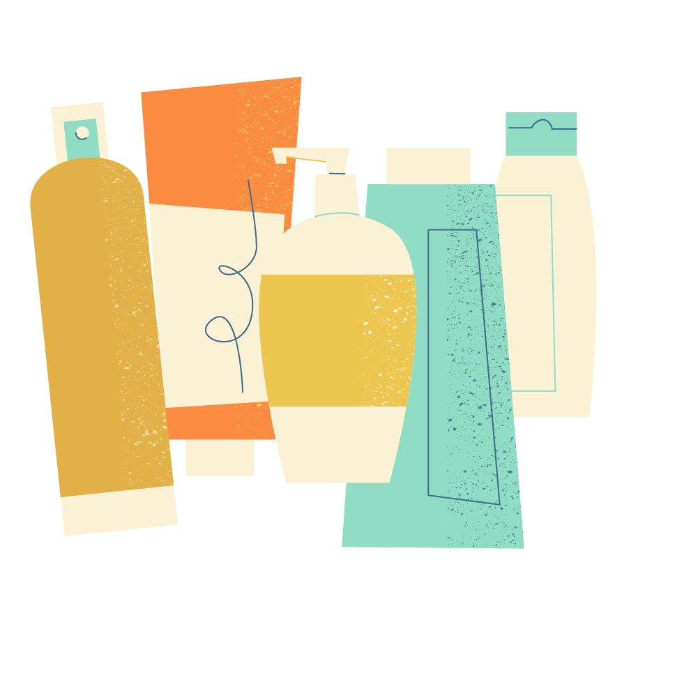 A group of lotions, ointments and creams